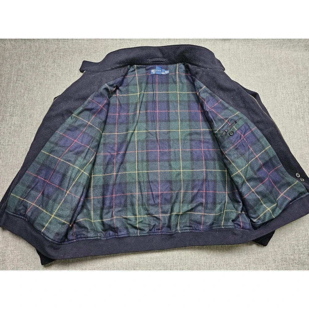 VINTAGE Polo Ralph Lauren Jacket Mens 2XL Blue Wool Bomber Plaid Lined Full Zip